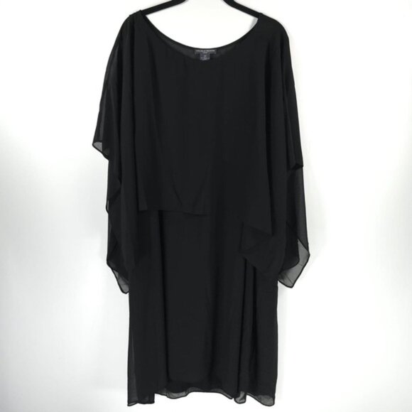 NWT‎ CHELSEA & THEODORE Black Shift Lined Dress Attached Shall 2743086W Size 3X - Picture 3 of 10
